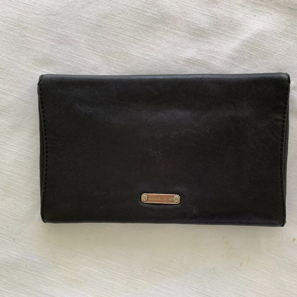 Michael Kors Envelope Clutch Black Leather w/ Logo